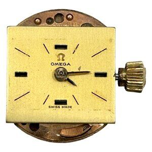 Vintage OMEGA Analog Watch Movement + Crystal 484 17 Jewels 25496990 - Working
